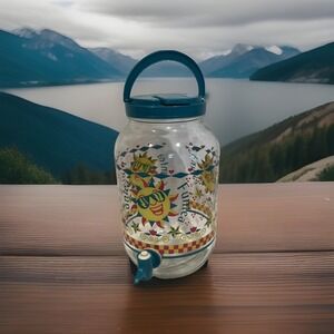 Vintage Summer Sun Tea Glass Jar Bottle Server With Tap EUC